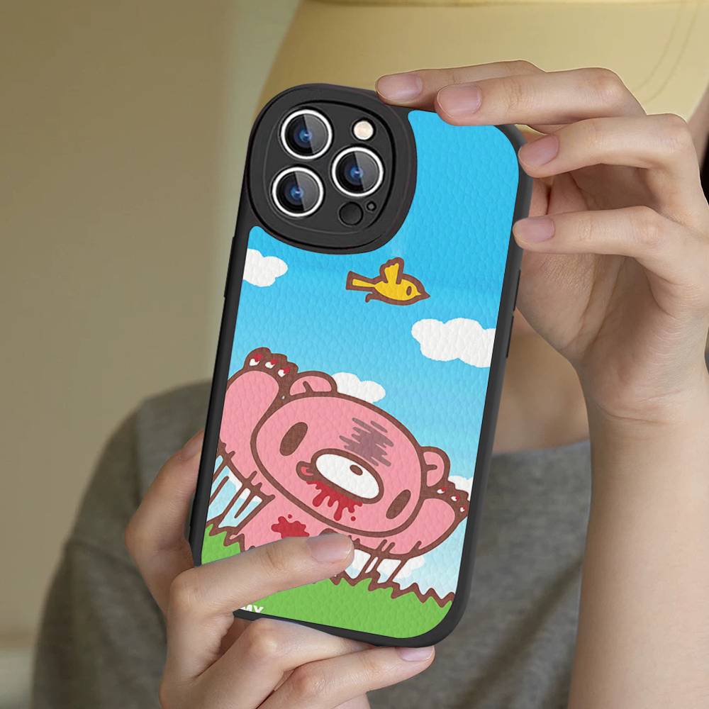 Cute G-Gloomy B-Bear Phone Case For IPhone 16 15 14 13 12 11 Pro Max Plus Leather Soft Cover