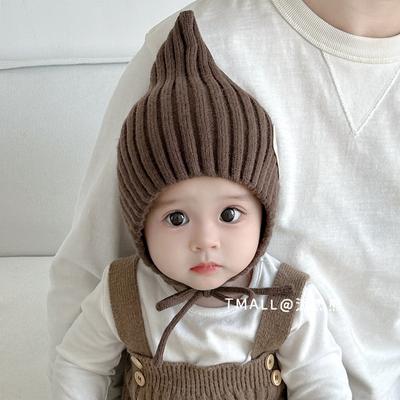 Baby Hat Autumn and Winter Warm Knitted Ear Hat Small Month-old Baby Cute Elf Hat Infant Wool Hat