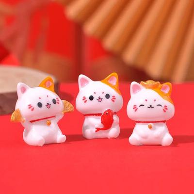 Wealth Waving Hand Cat Chinese Lucky Cat Cartoon Ornament Cute Waving Arm Beckoning Fortune Cat For Home Office Decoration