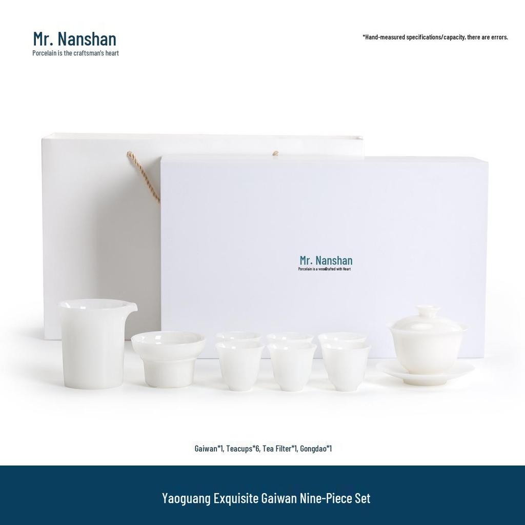 Nanshan Yaoguang 9-Piece High-End Ice Jade Dehua Porcelain Kung Fu Tea Set