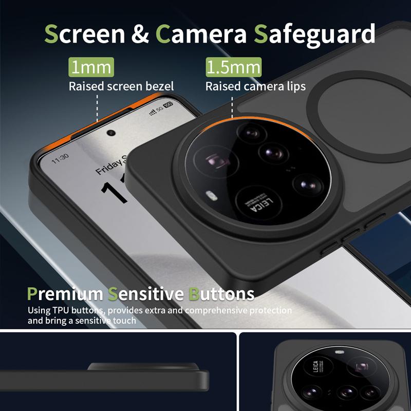 Xiaomi 15 Ultra Kılıfı Mat PC+TPU Parmak İzi Bırakmayan Pürüzsüz Dokunuş Yarı Saydam Kapak Xiaomi Mi 15 Ultra İçin