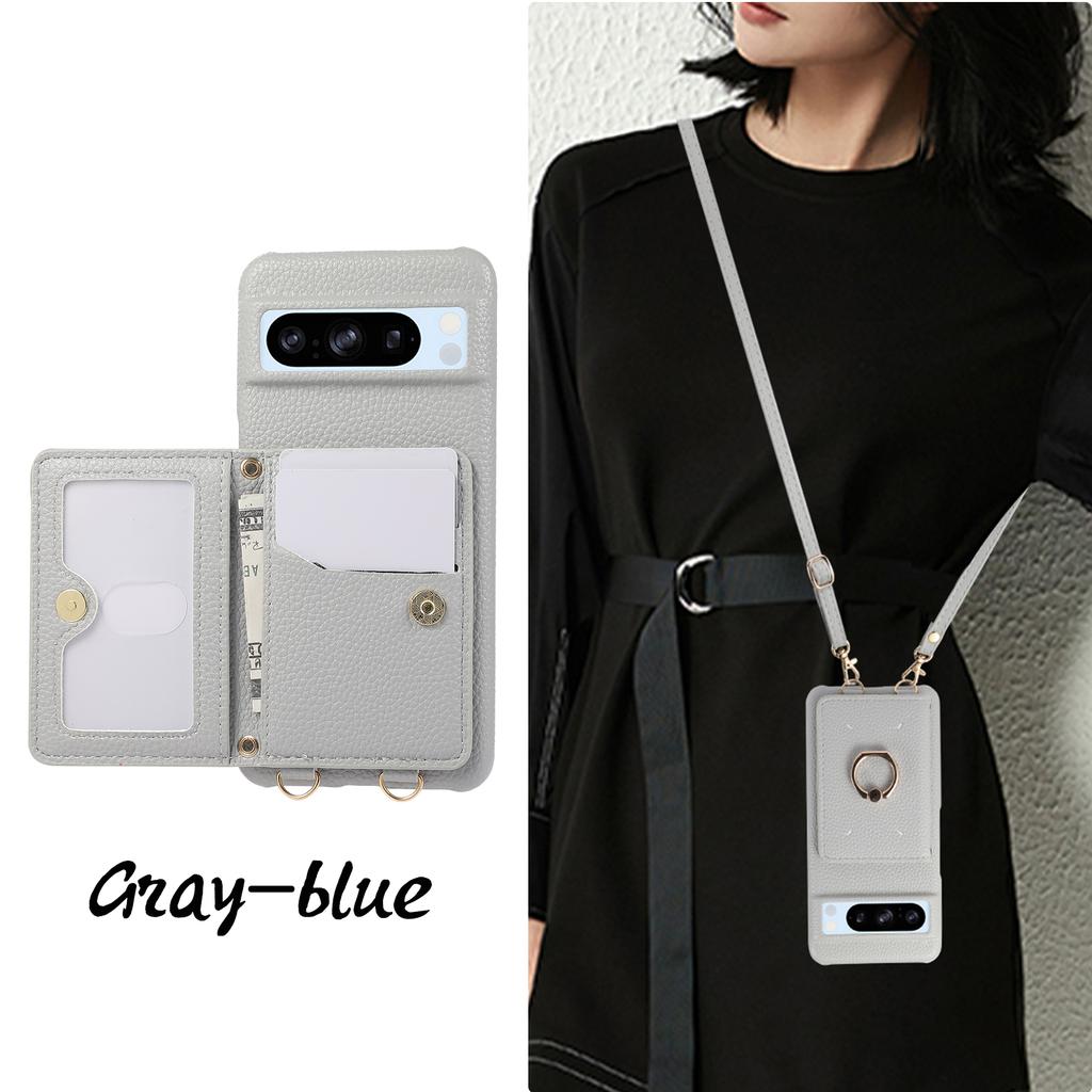 Crossbody Cards Bag Wallet Leather Ring Holder Case For Google Pixel 8 Pro 8A 7A 7Pro Long Lanyard Rope Kickstand Pocket Cover