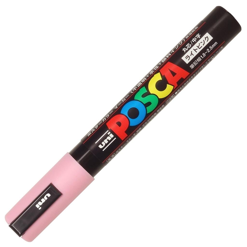 Mitsubishi Pencil Uni Posca Sign Medium Round Light Pack of 10 Water-Based Pens, Tip, Pink, PC5M.51,
