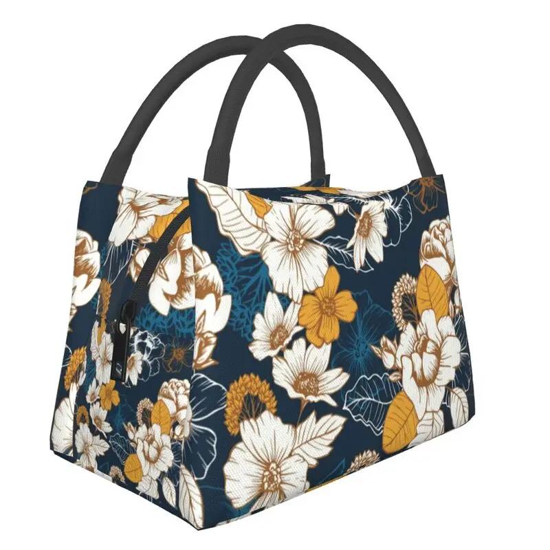 Cherry Blossom Insulated Lunch Tote Bag for Women Sakura Cherry Blossom Cherry Portable Thermal Cooler Food Lunch Box Travel