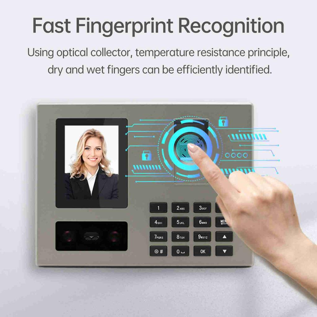 NaIntelligent Face Biometric Fingerprint Password Employee Attendance NaMachine Checking-in Recorder 2.8 inch   Screen Infrared Dual-Camera Fast to 