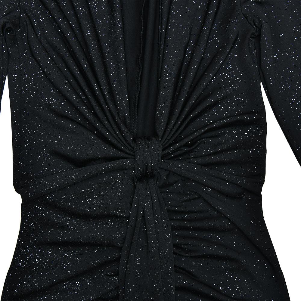 Long Sleeve Ruched Sexy Maxi Dress For Women Gown Fashion Skew Collar Draped Thigh High Split Club Long Dress