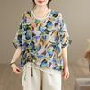 Korte mouw Oversized vintage bloemen Casual los t-shirt tops Dames zomer t-shirt