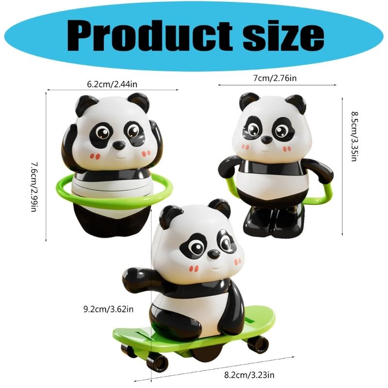 3pcs Manual Wind Up Panda Figurine with Sport Theme Design for Children Playtimes Sensory Development Activity Toy