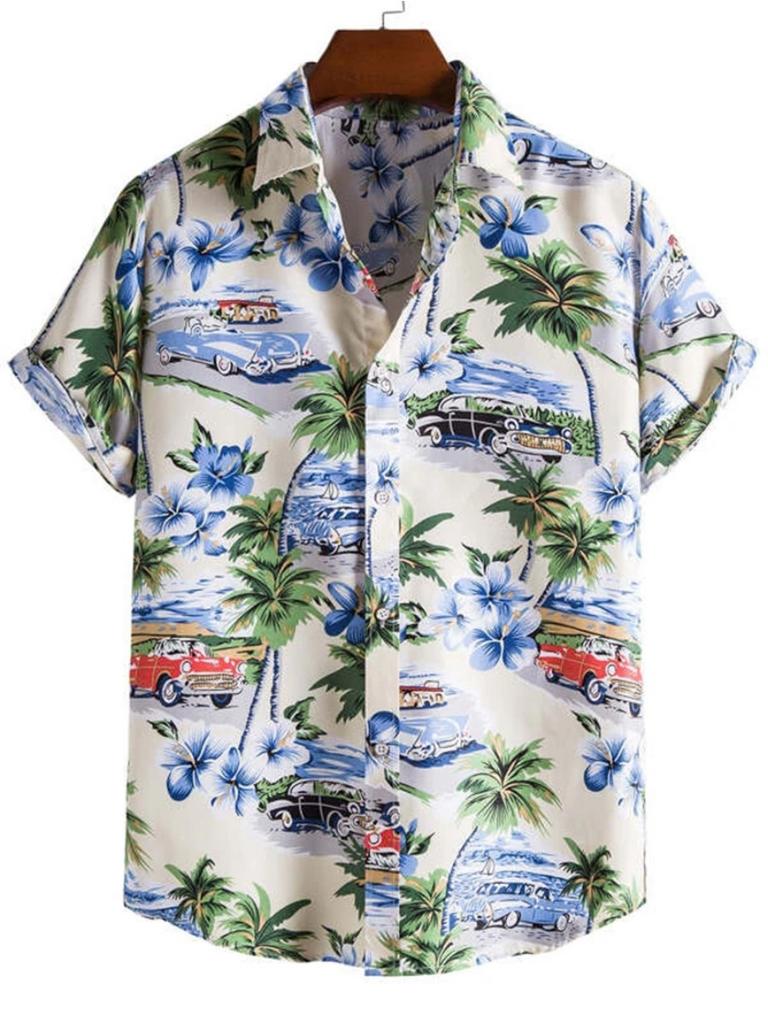 Hawaiian 3D Print Coconut Tree Top Men's Summer Beach Casual Clothing Street Outdoor Men's Shirt Loose Men's Clothing