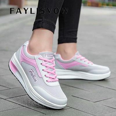 Damen Casual Sneakers Wedge Running Sportschuhe Atmungsaktive Mesh Slip Schuhe 4 Farben