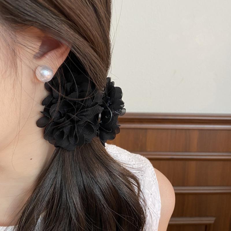 Fabric Rose Hair Claw Women Elegant Ponytail Clip Sweet Flowers Hair Clips Crab Claw Headdress Hair Accessories