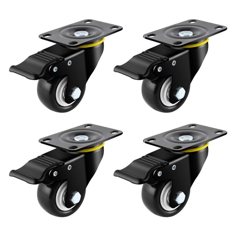 4Pcs Furniture Silents Casters Trolleys Wheels Swivels Plate Casters Heavy Duty Casters Wheels with Double Ball Bearing 1