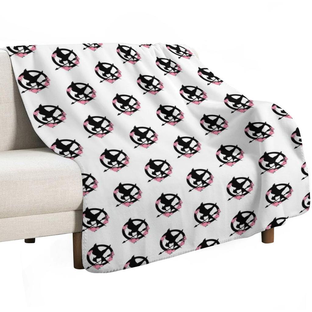 Mockingjay logo flowers Throw Blanket Lightweight Warm Blanket for Travel Camping