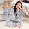 2026 Cotton Pajama Set Girls Short Sleeve Thin Sleepwear Sweet Cartoon Print Kids Home Outfit
