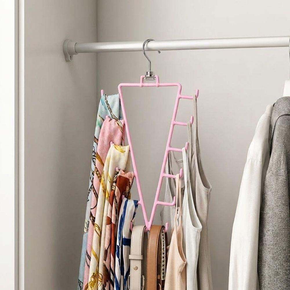 2Pcs Rotatable Double Sided Hanger 12 Hooks Laundry Hanger Metal V Shaped Hanger  Wardrobe