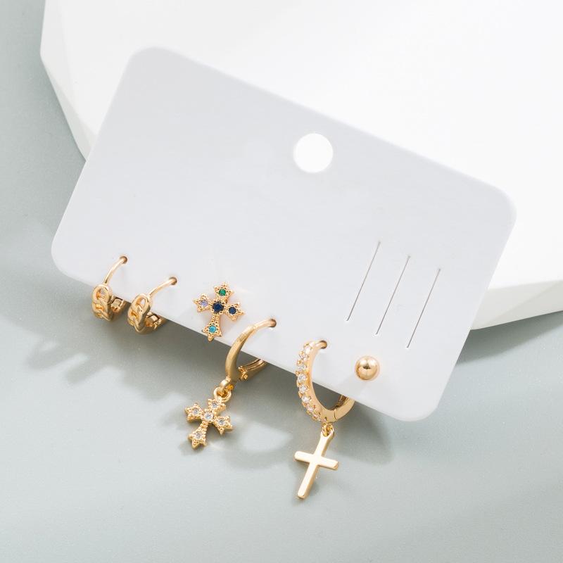 Σκουλαρίκια Γυναικεία επιχάλκινα γνήσια ένθετα επίχρυσα κοστούμια ζιρκονίου σταυρωτά ιδιοσυγκρασία ελαφριά σκουλαρίκια σταγόνας