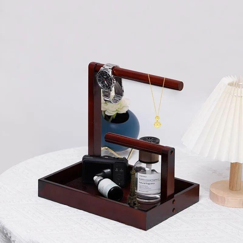 Solid Wood Jewelry Storage Box and Bracelet Display Stand for Watches, Bracelets, Prayer Beads, and Antique Jade.