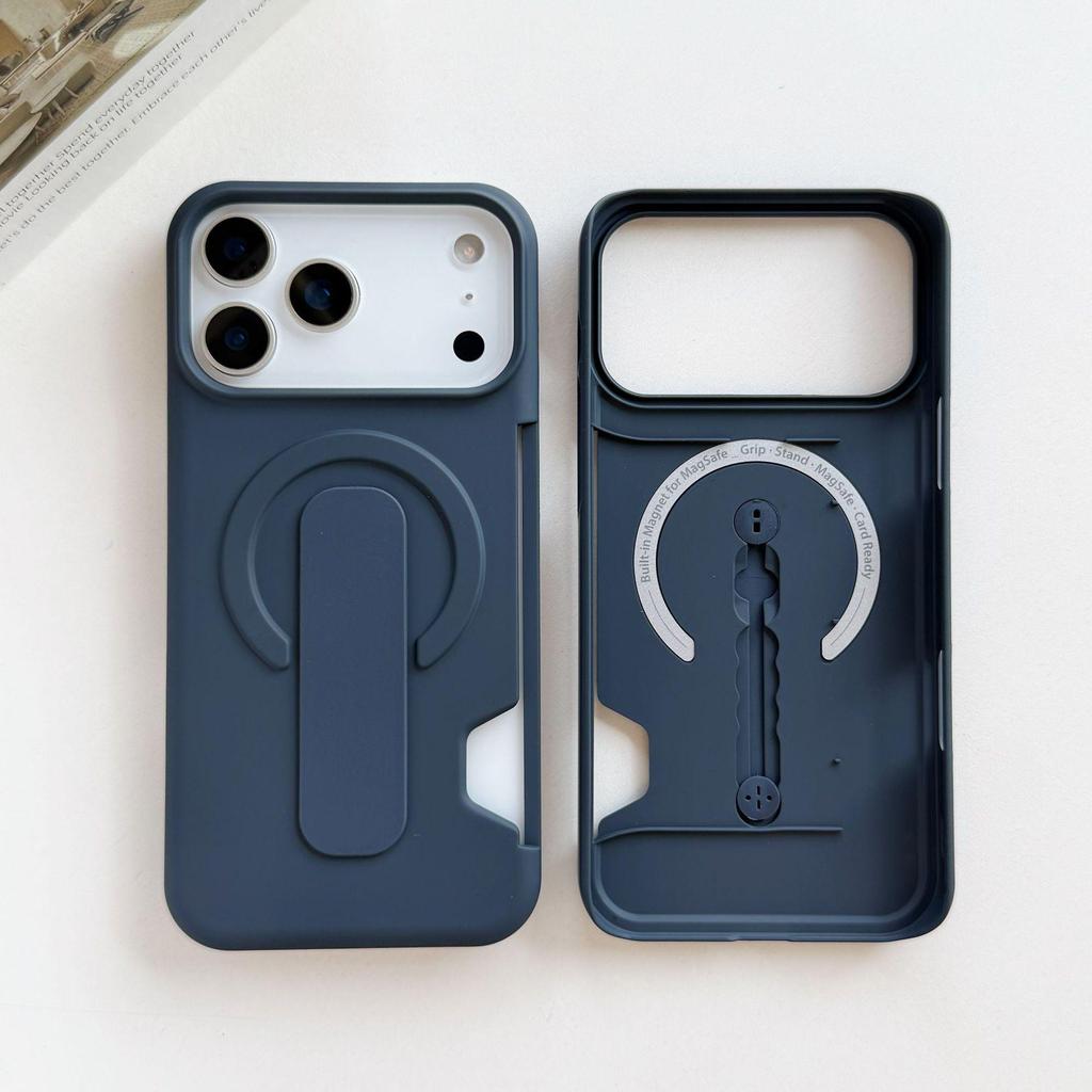 Matowe Magnetyczne Etui Apple 17 Pro Max z Niewidocznym Stojakiem i Uchwytem na Karty do iPhone 16/15/14
