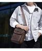 Mens Vintage Fashion Sling Bag Large Capacity Solid Pu Leather Message Bag One Shoulder Bag with Handle
