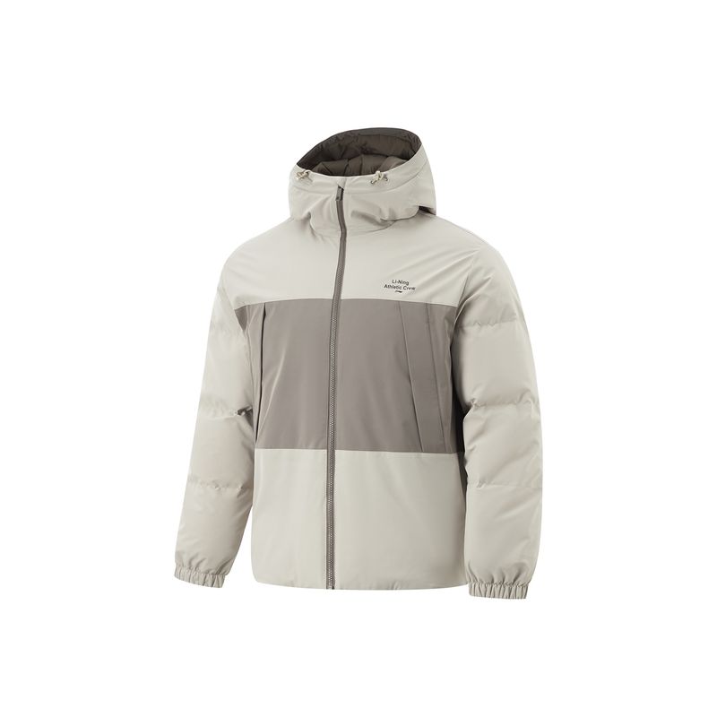 

Li Ning Short Men Fitness Hooded Reflective down Jacket Dust and smoke ash S