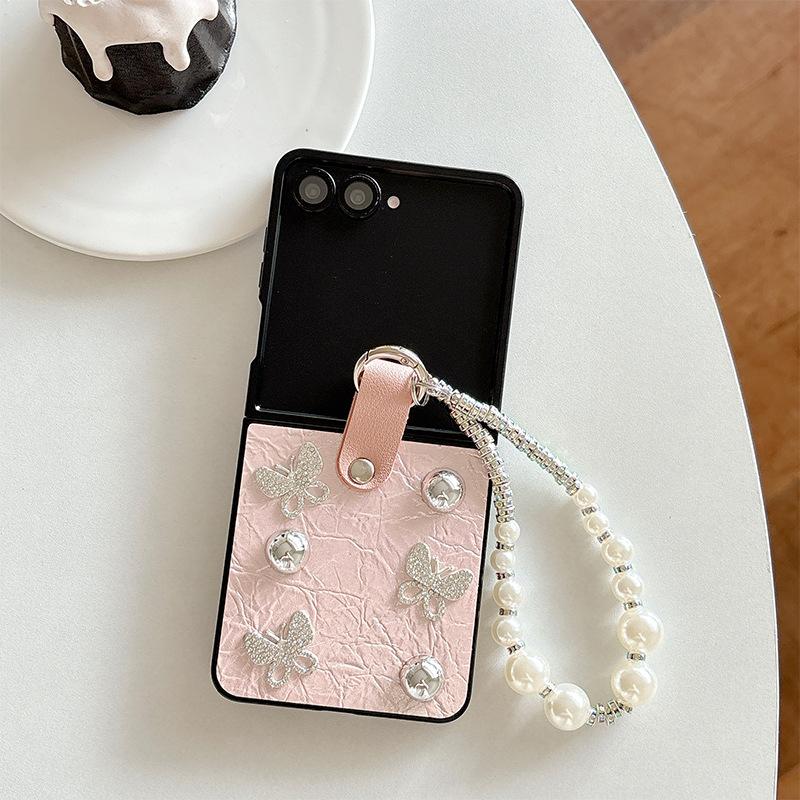 

Bracelet Phone Case For Samsung Zflip7 Clamshell Folding Screen Huawei Pocket2 Rhinestone Butterfly samsung zflip3
