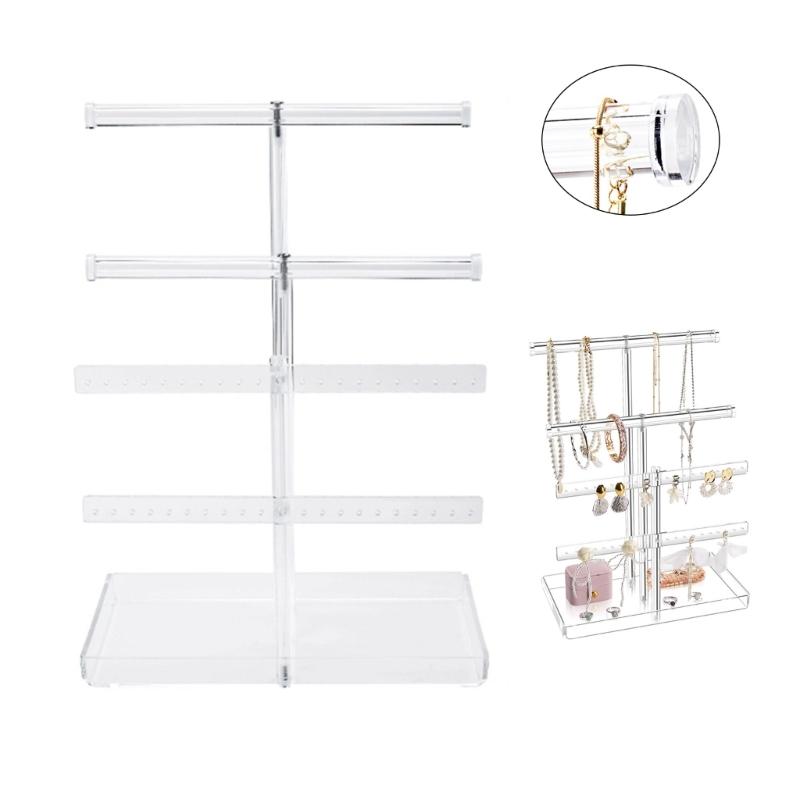Elegant 3 Layer Jewelry Holder Rack for Necklace Bracelet and Earring Display with Tray Storage in Fashion Designs