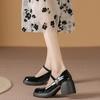 Genuine leather~ Mary Jane thick heel single shoes women's pearl French retro high heels one word with shallow mouth fairy shoes college