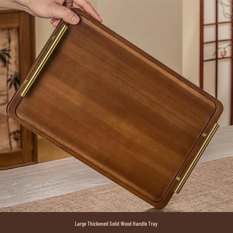 Walnut Rectangular Serving Tray with Solid Wood Handle
