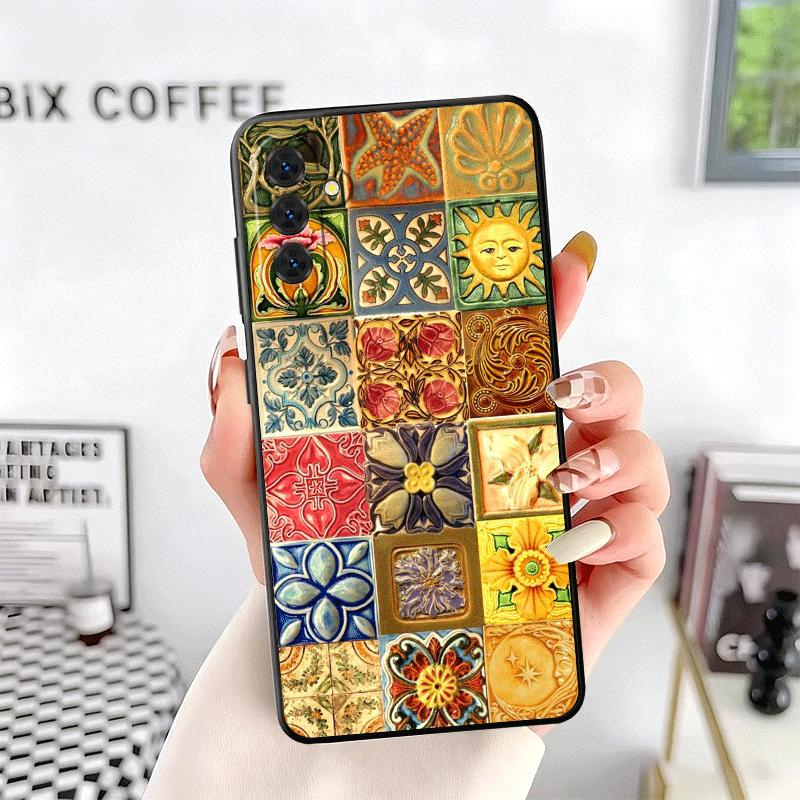 Italian Sicilian Style Floral Pattern Soft Phone Case for Samsung A17 A37 A57 A16 A26 A36 A56 A15 A25 A35 A55 A14 A24 A34 A54 A1