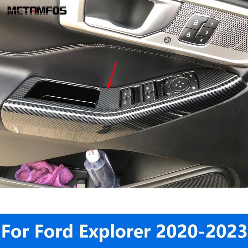 For Ford Explorer -  Carbon Fiber Window Lift Switch Cover Trim ide Door Armrest Frame Accessories Car Styling