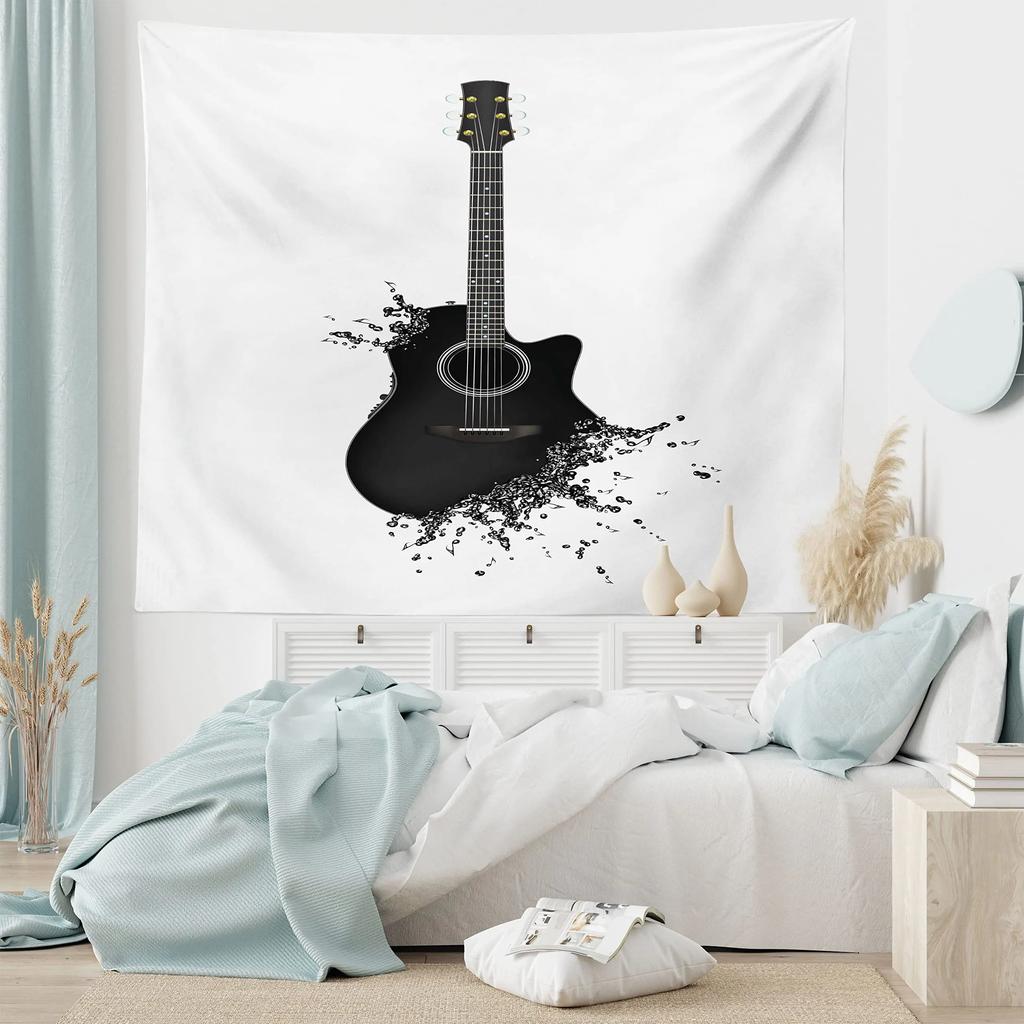 Guitar Music Tapestry Concert Instruments Tapestry Rock Hippie Art Tapestries Wall Hanging Decor for Home Living Bedroom Dorm