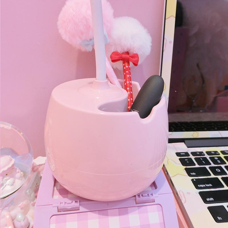Lovely 3 Levels Dimmer Reading Table Lamp Pen Case Base Student LED Desk Lamp Girls Charge Bedside Lamp for Bedroom Studyroom