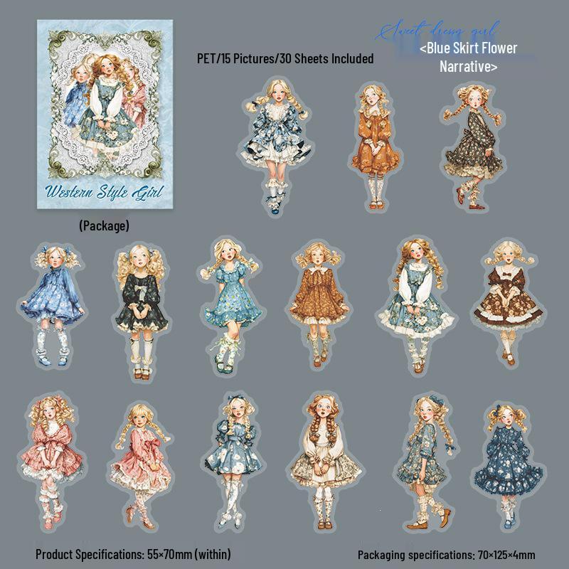 A Beautiful Day: Sweet Lolita Retro Character Stickers for Journaling & DIY Scenery Collage