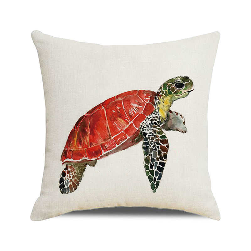 Home Decor Colorful Sea Turtle Watercolor Pillow Covers Pattern Cushion Cover Suitable for Sofa Bedroom Car Pillow Cover