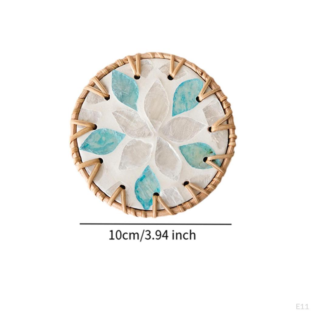 Handmade Rattan Coaster Cup Holder Mat 10cm Diameter Home Decor Placemat Pad Drink for Gift