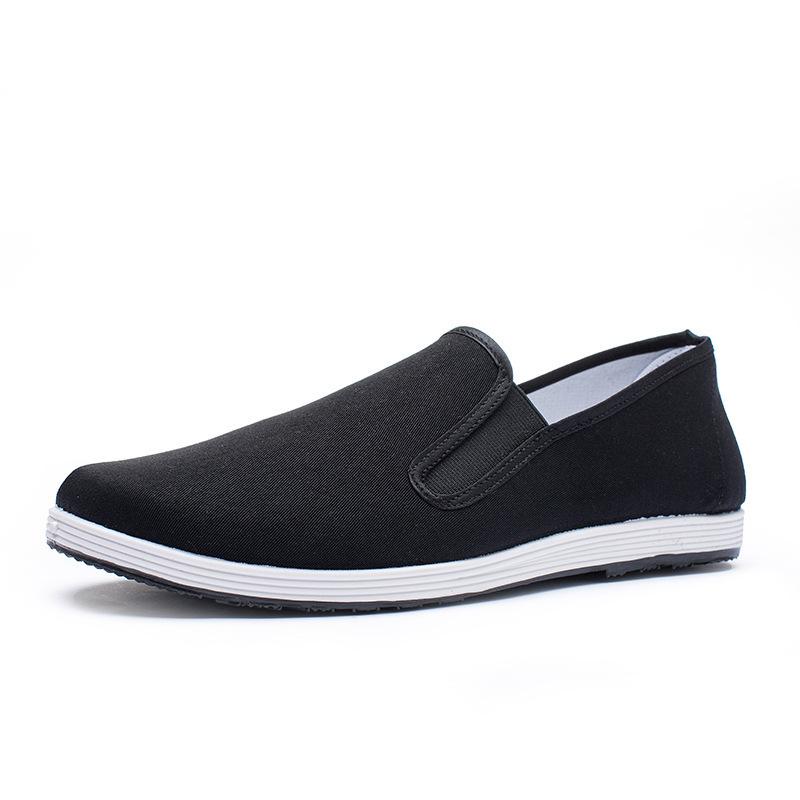 Cloth shoes men's army board lazy shoes non-slip beef tendon sole labor insurance shoes men's black cloth shoes