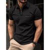 New Waffle-Pattern Men's Polo Shirt with Pocket and Turn-Down Collar