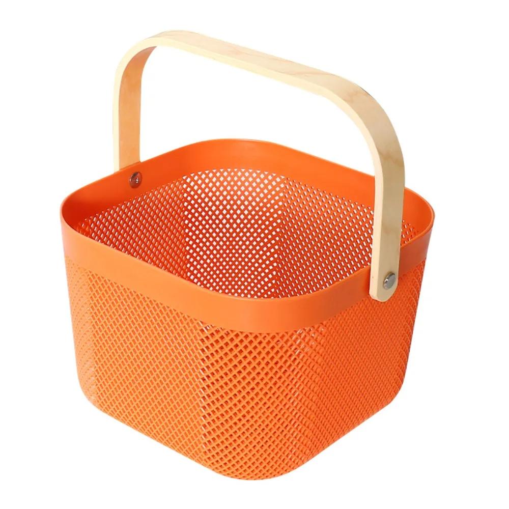 Plastic Home Storage Basket Large Capacity Handle Fruit and Vegetable Drainage Basket Multifunctional Mesh Towel Storage Basket