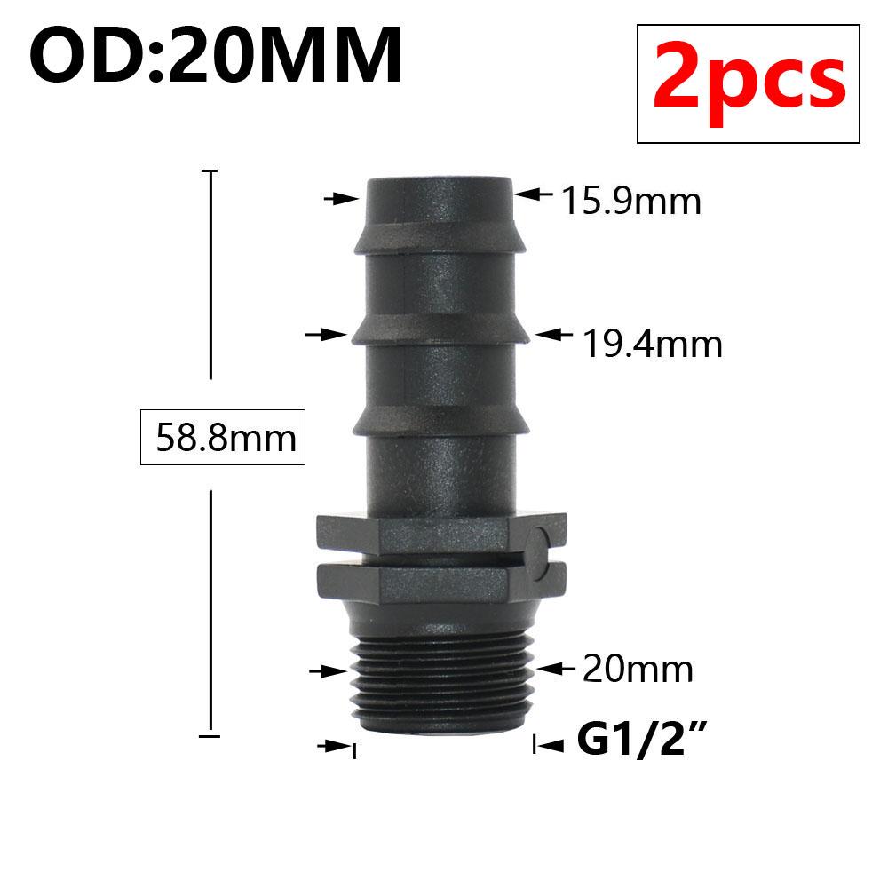 8/16/20/25/32mm Garden PE Tube Connector 1/2 3/4 1" Thread Hose Elbow Barb Coupler Fitting Farm Irrigation PE Pipe Joint