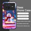 Cute Winter Snowman Christmas Tree Tempered Glass Phone Case for OPPO Reno 13F 12 11 10 ProPlus Find X8 X3 Lite A58 A94 5G Cover