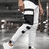 Cargo Pants Large Side Pockets Fine Texture Contrast Color Men Splicing Sports Trousers for Daily Life