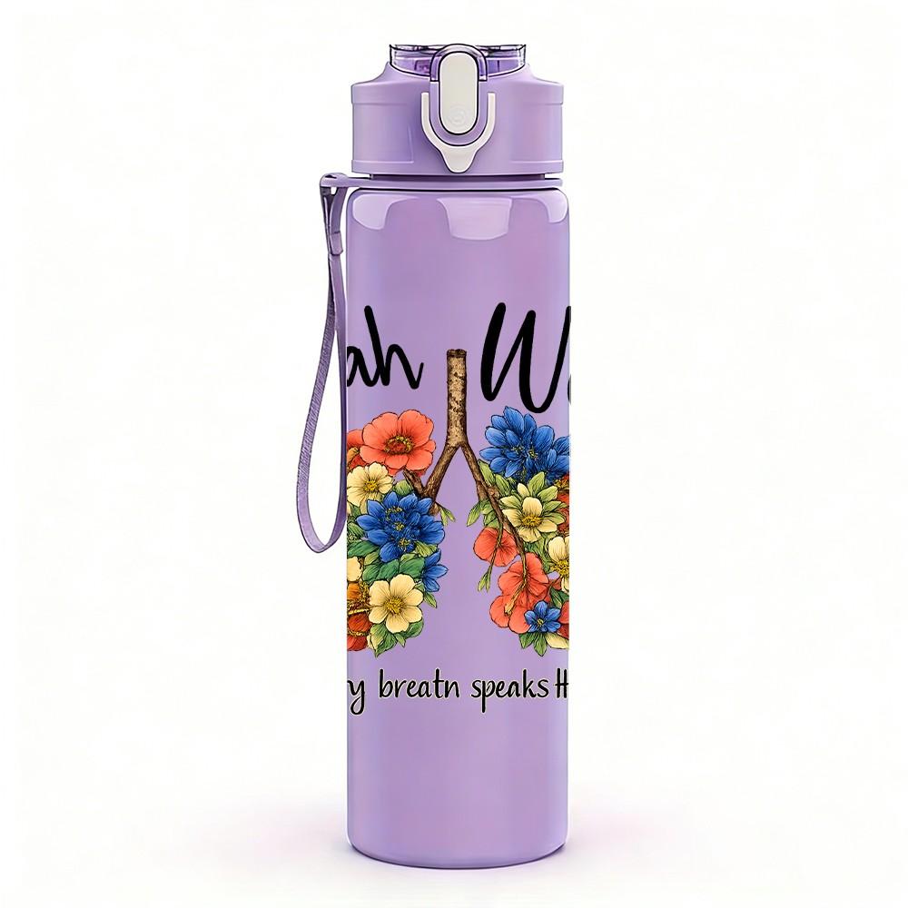1PC You Meli Floral Wreath Text 750ml Color Plastic Sports Water Bottle Leakproof Flip Straw Lid Suitable for Sports Office Home Use