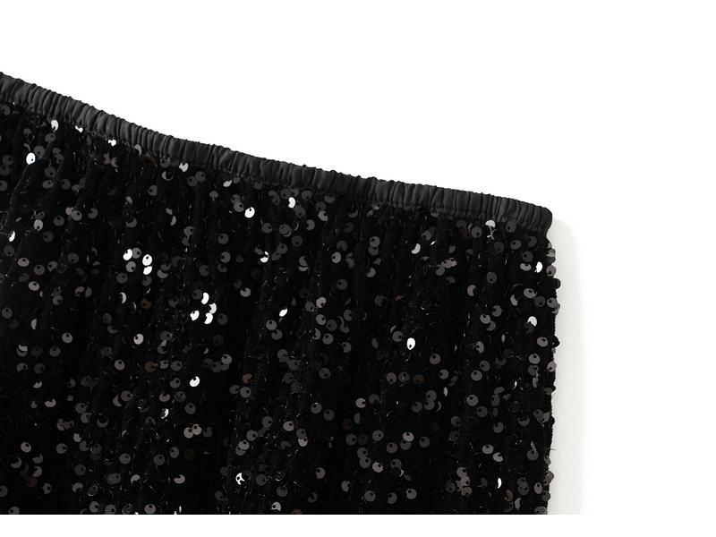 Autumn 2023 Women's Bodycon Sequin Midi Skirt with Back Slit (D8035)