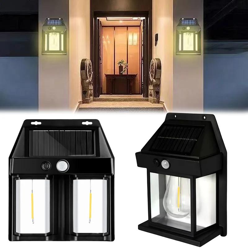 Solar Wall Lamp Waterproof Tungsten Filament Lamp Induction Lamp Household Garden Wall Light Villa Lighting Night Light Outdoor