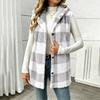 Karrierten Weste für Damen Mit Kapuze Herbst Winter Flauschig Thermisch Warm Ärmellose Jacke Trendige Oberbekleidung