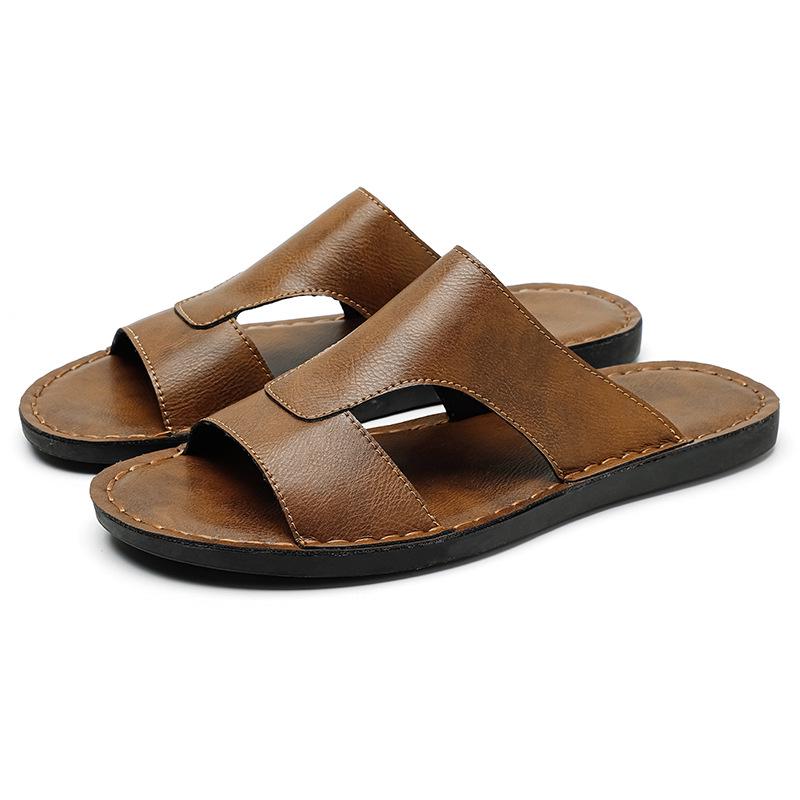 Men's Korean Style Non-Slip Beach Sandals - Trendy Single Strap Outdoor Slippers