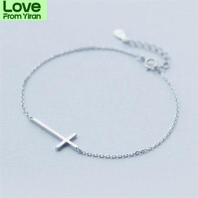 Nieuwe Eenvoudige Mode Vrouwelijke Glanzende Kruis 925 Sterling Zilveren Sieraden Persoonlijkheid Populair Exquise Armbanden Sl001