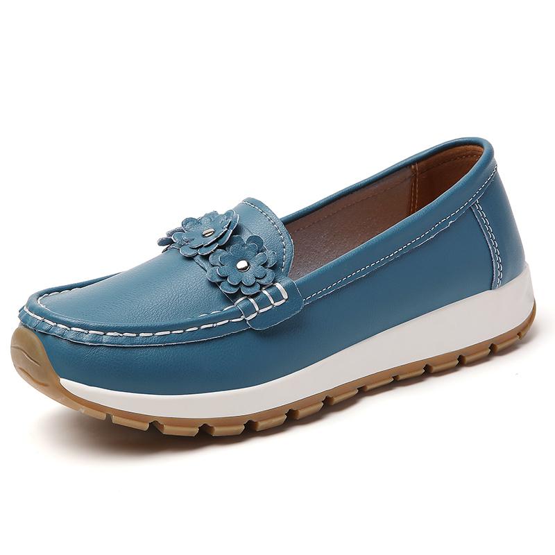 

Высококачественная 100% коровья кожа Женская обувь большого размера с нескользящей подошвой Модные повседневные женские лоферы Женские кроссовки на толстой подошве 44