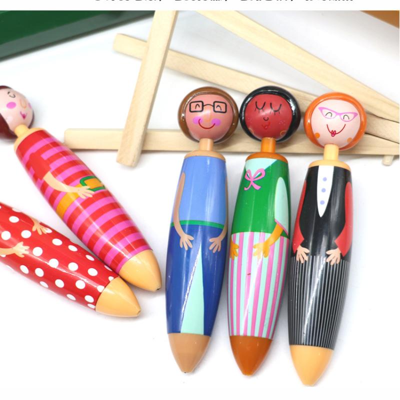 Cartoon Doll Ballpoint Pen Creative Student Ballpoint Pen Stationery Clickable Doll Blue Ballpoint Pen