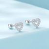Heart Crystal Stud Earrings for Children, Silver 925